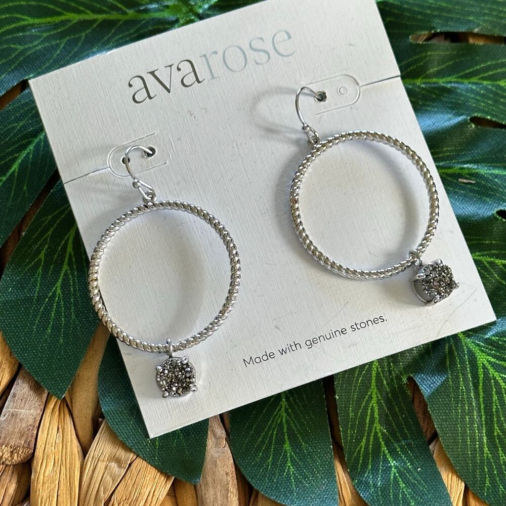 BOGO FREE DRUZY SILVER EARRINGS HOOPS NEW